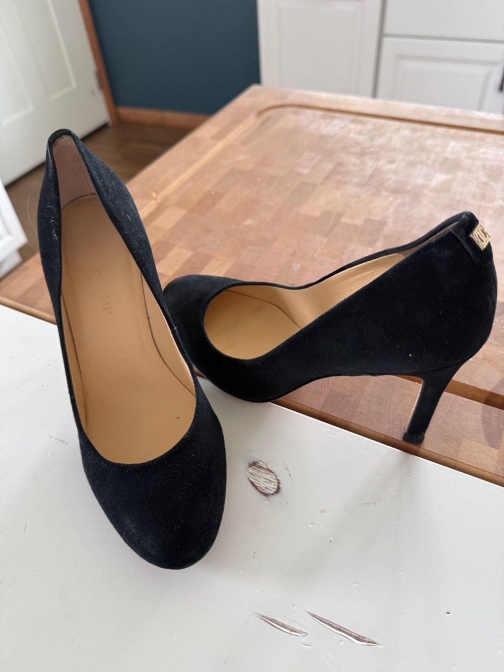 Ivanka Trump Black Suede Mid-Heel Pumps